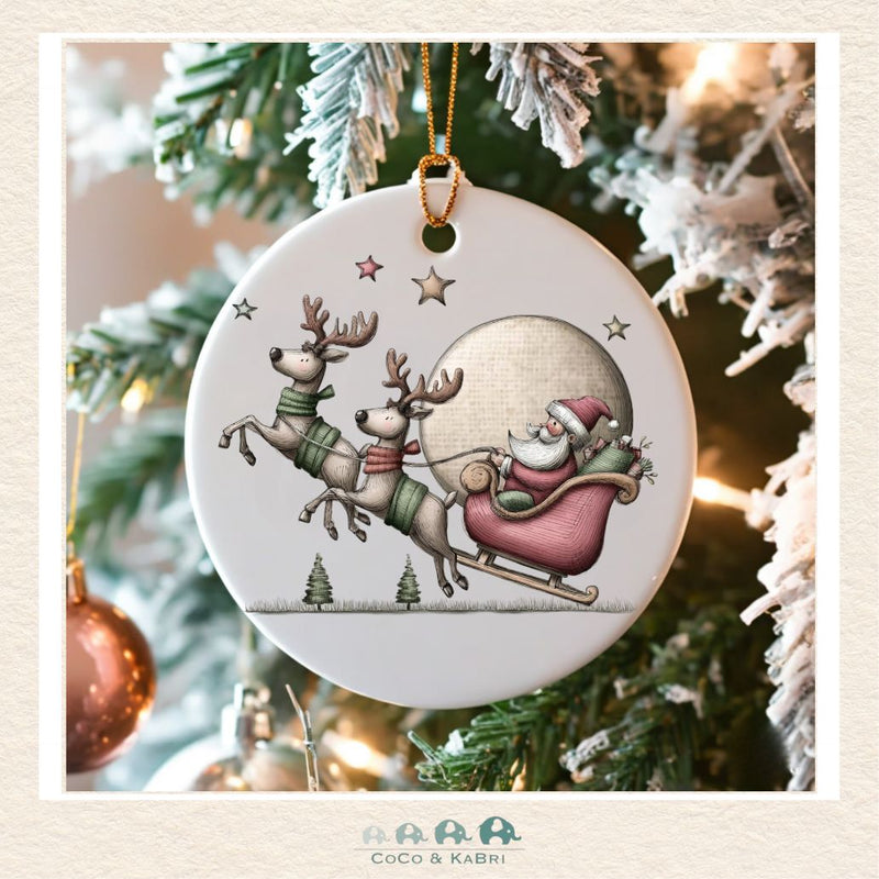 Christmas Ornament (Ceramic) - Santa & 2 Reindeer (Made to Order), CoCo & KaBri Children's Boutique