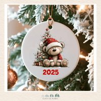 Christmas Ornament (Ceramic) - Teddy Bear Santa Hat (Made to Order), CoCo & KaBri Children's Boutique