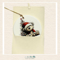 Christmas Ornament (Ceramic) - Teddy Bear Santa Hat (Made to Order), CoCo & KaBri Children's Boutique