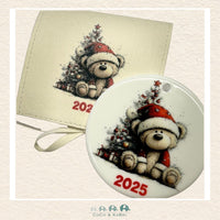 Christmas Ornament (Ceramic) - Teddy Bear Santa Hat (Made to Order), CoCo & KaBri Children's Boutique