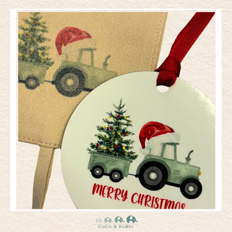 Christmas Ornament (MDF) - Merry Christmas Tractor (Made to Order), CoCo & KaBri Children's Boutique