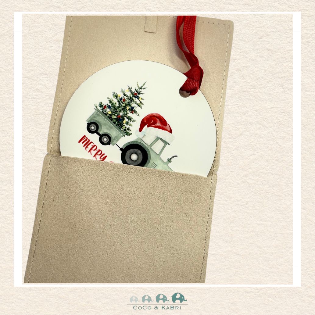 Christmas Ornament (MDF) - Merry Christmas Tractor (Made to Order), CoCo & KaBri Children's Boutique