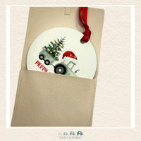 Christmas Ornament (MDF) - Merry Christmas Tractor (Made to Order), CoCo & KaBri Children's Boutique
