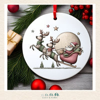 Christmas Ornament (MDF) - Santa & 2 Reindeer (Made to Order), CoCo & KaBri Children's Boutique