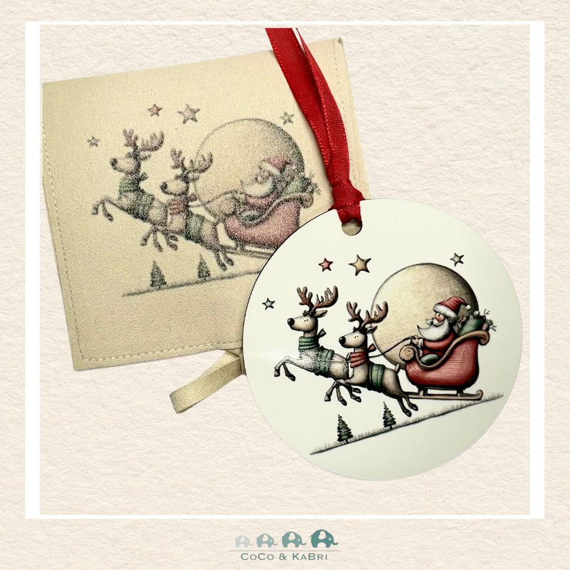 Christmas Ornament (MDF) - Santa & 2 Reindeer (Made to Order), CoCo & KaBri Children's Boutique
