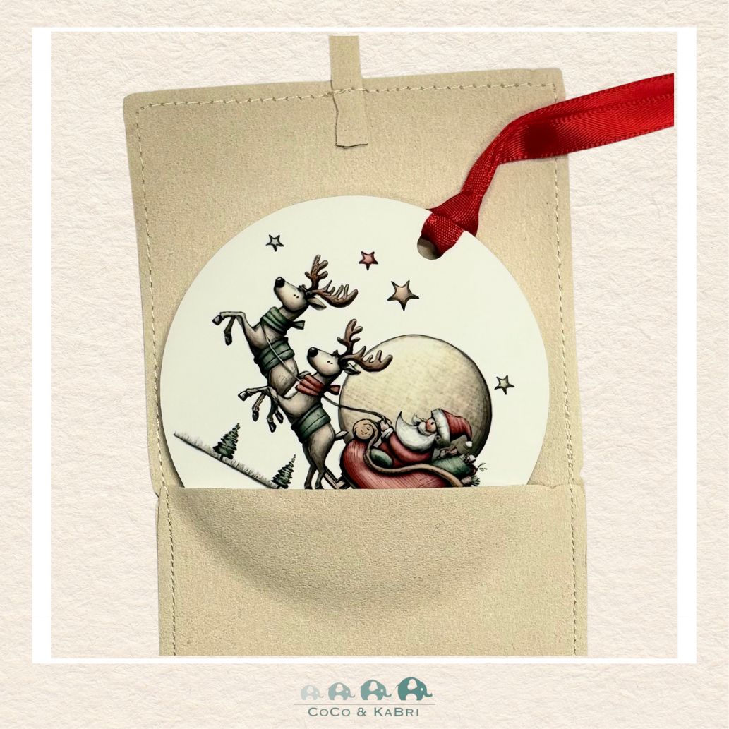 Christmas Ornament (MDF) - Santa & 2 Reindeer (Made to Order), CoCo & KaBri Children's Boutique