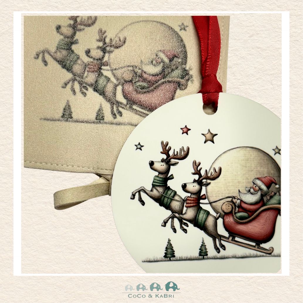 Christmas Ornament (MDF) - Santa & 2 Reindeer (Made to Order), CoCo & KaBri Children's Boutique