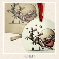 Christmas Ornament (MDF) - Santa & 2 Reindeer (Made to Order), CoCo & KaBri Children's Boutique