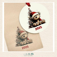 Christmas Ornament (MDF) - Teddy With Santa Hat (Made to Order), CoCo & KaBri Children's Boutique