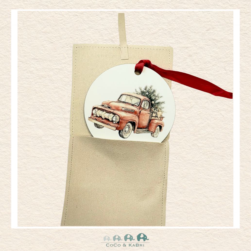 Christmas Ornament (MDF) - Vintage Red Truck (Made to Order), CoCo & KaBri Children's Boutique
