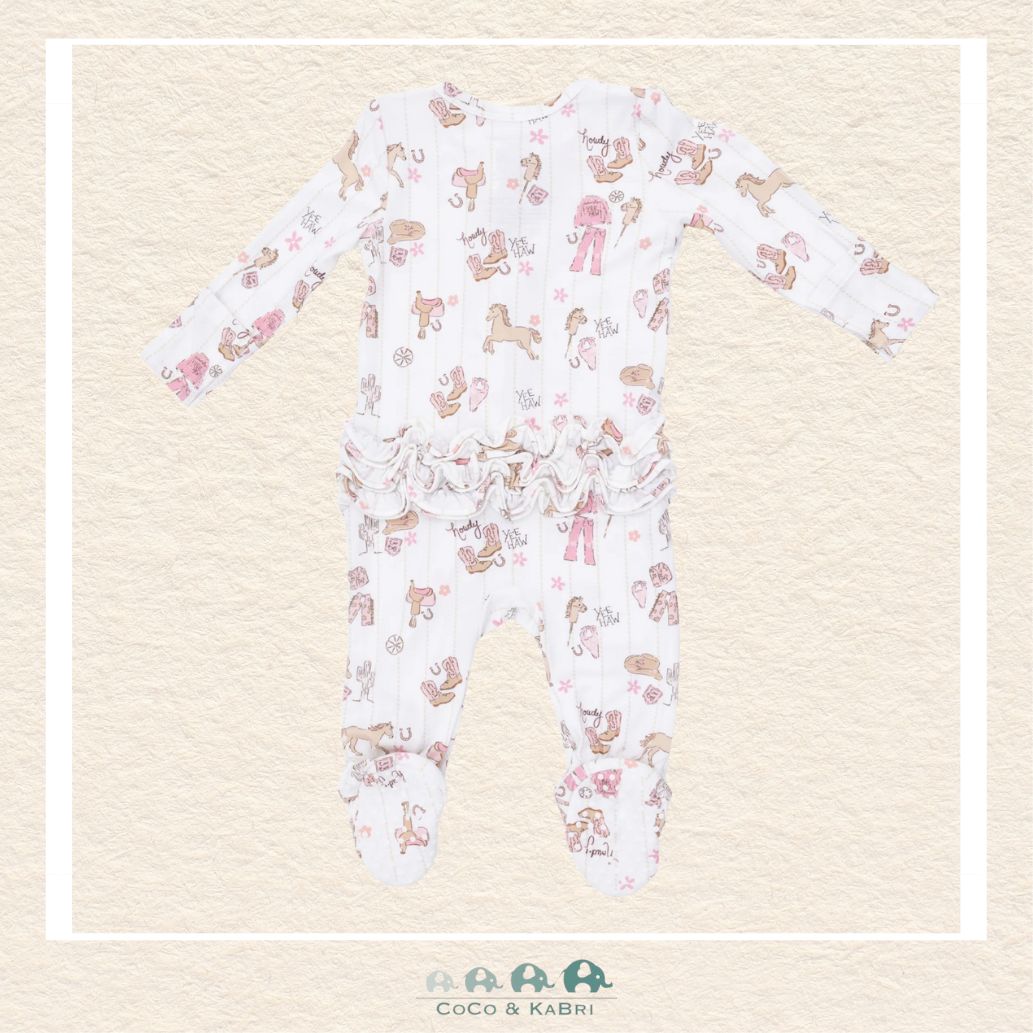 Back view of Cowgirl Nursery bamboo sleeper showing the high-quality construction and comfortable stretchy fit | Canada