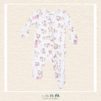 Front view of Cowgirl Nursery footie featuring a delicate ruffle trim and a convenient 2-way zipper for easy changes | Canada