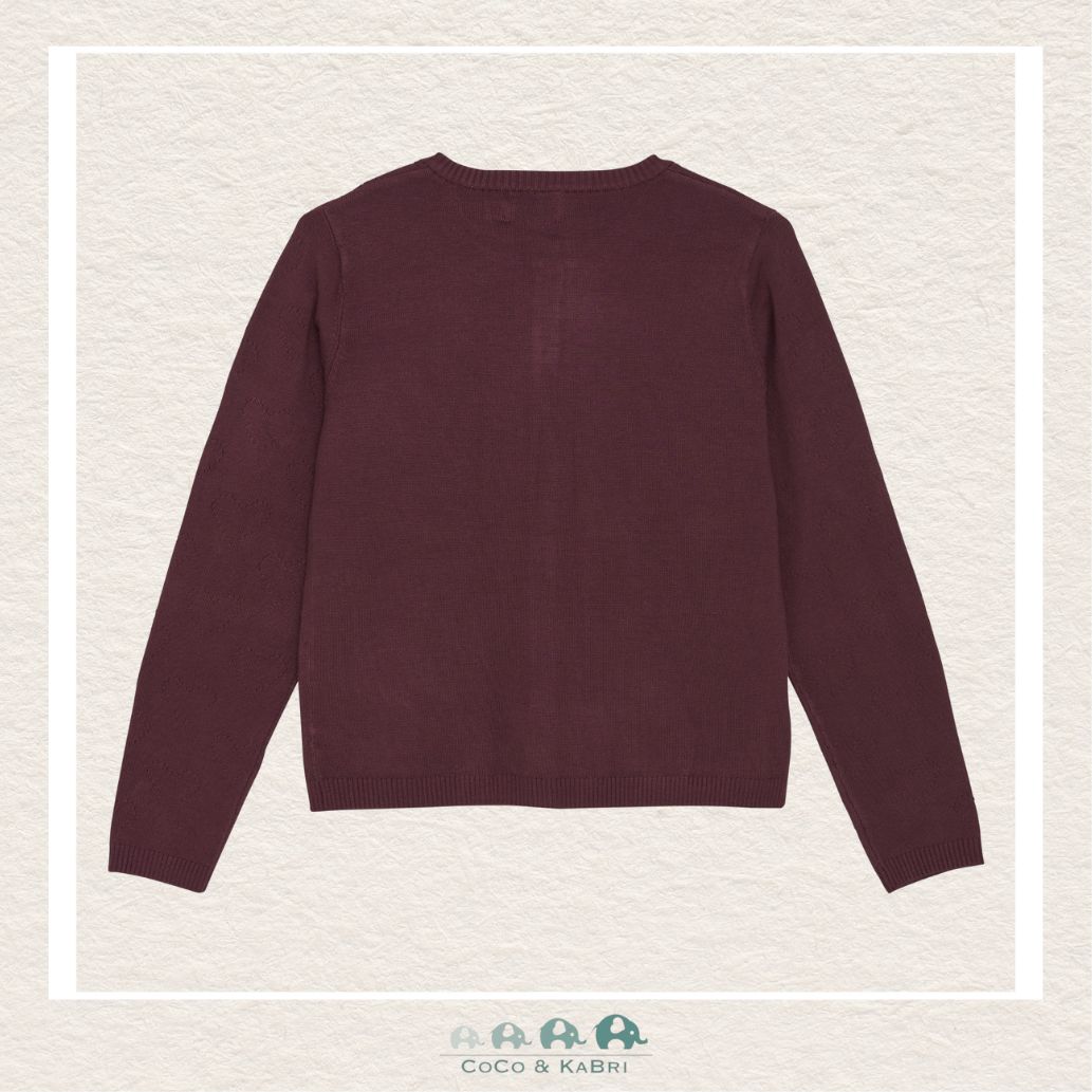 Creamie: Pointelle Cardigan - Vineyard Wine, CoCo & KaBri Children's Boutique