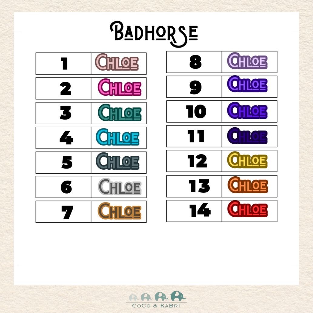 Custom Name Sticker - Badhorse Font, CoCo & KaBri Children's Boutique