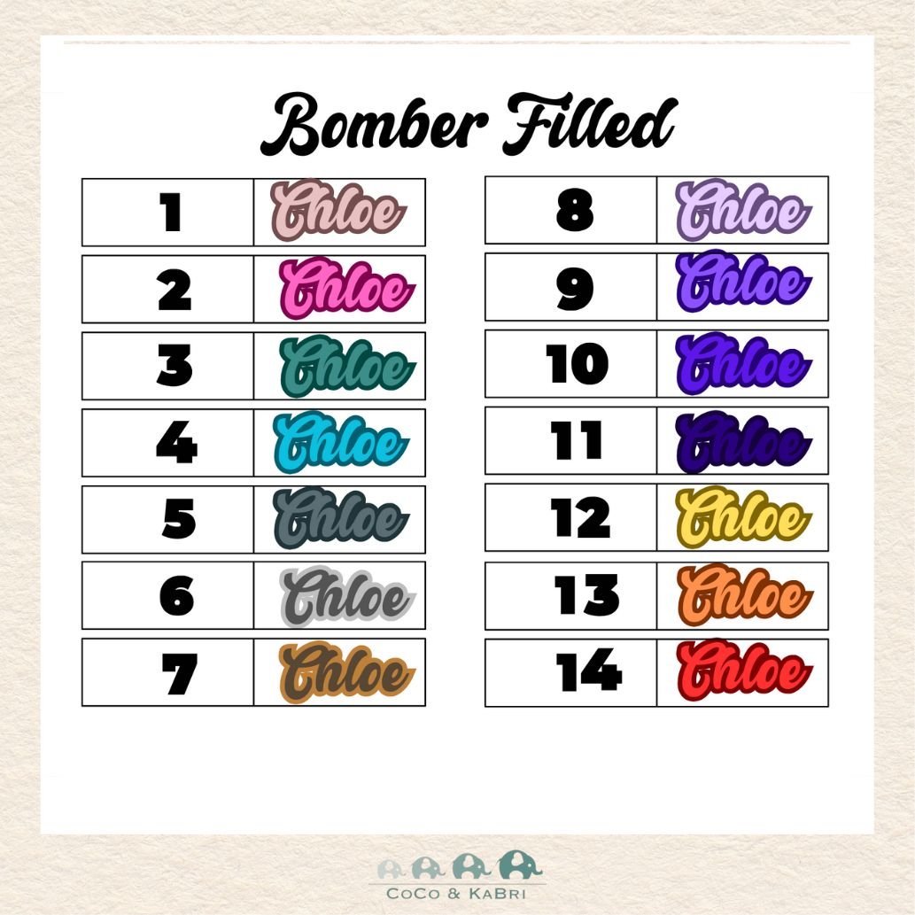 Custom Name Sticker - Bomber Filled Font, CoCo & KaBri Children's Boutique