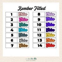 Custom Name Sticker - Bomber Filled Font, CoCo & KaBri Children's Boutique