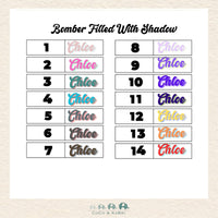 Custom Name Sticker - Bomber Filled With Shadow Font, CoCo & KaBri Children's Boutique