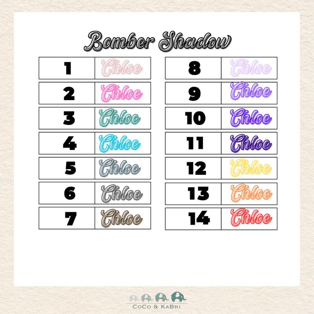 Custom Name Sticker - Bomber Shadow Font, CoCo & KaBri Children's Boutique