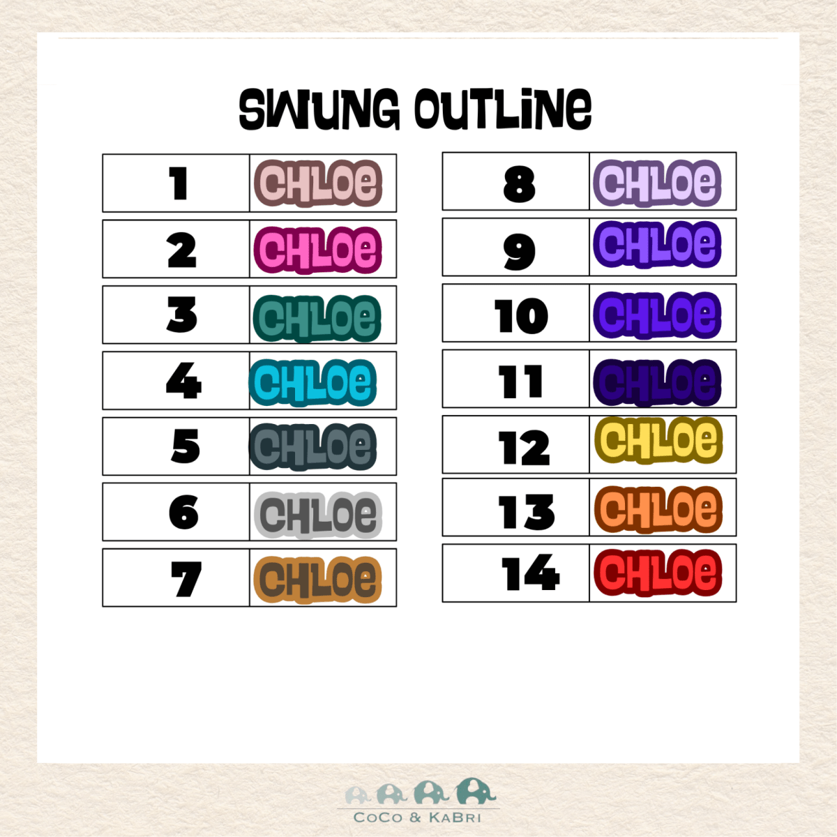 Custom Name Sticker - Swung Font Bold, CoCo & KaBri Children's Boutique