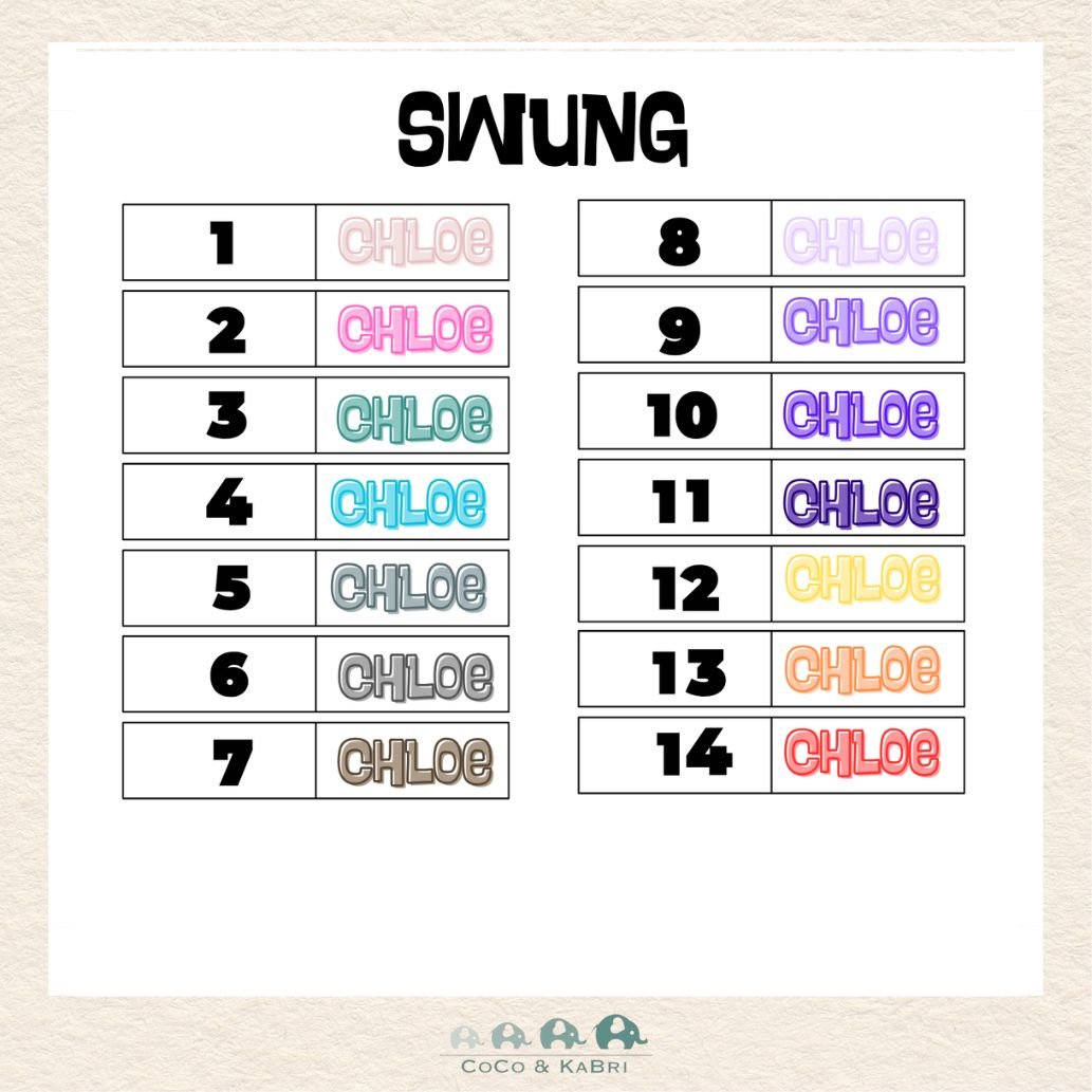 Custom Name Sticker - Swung Font - Offset, CoCo & KaBri Children's Boutique