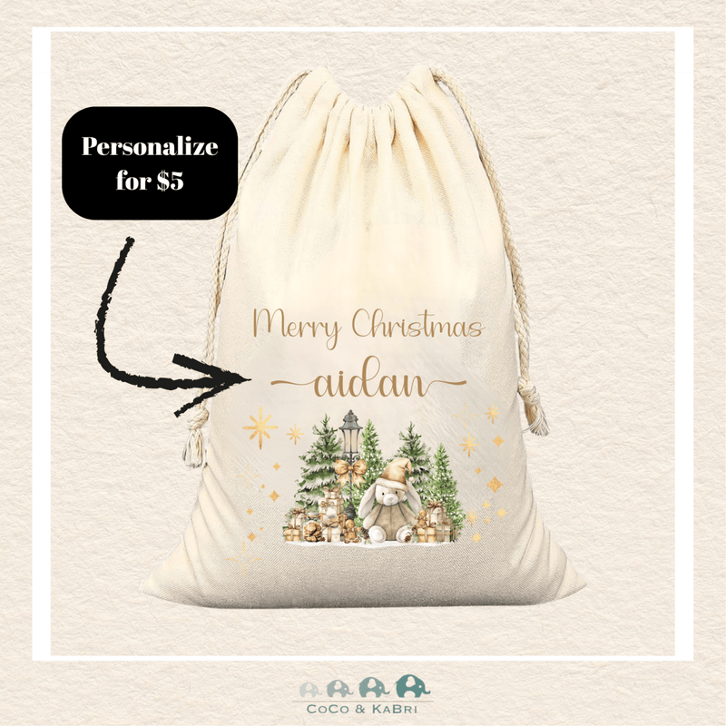Custom Santa Sack - Gold Bunny Medium (Made To Order), CoCo & KaBri Children's Boutique