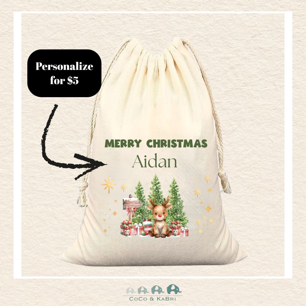 Custom Santa Sack - Rudolf Medium (Made To Order), CoCo & KaBri Children's Boutique