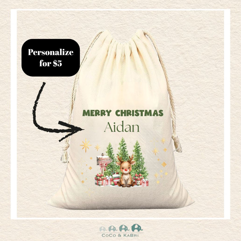 Custom Santa Sack - Rudolf Medium (Made To Order), CoCo & KaBri Children's Boutique