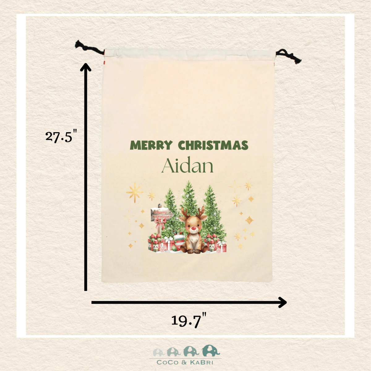 Custom Santa Sack - Rudolph Large Bag (Made To Order), CoCo & KaBri Children's Boutique
