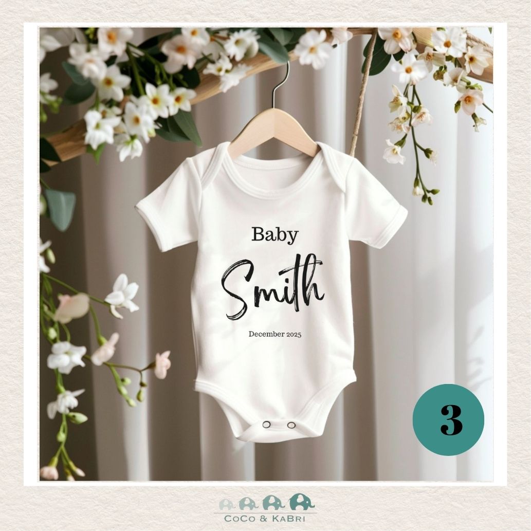 Customized Baby Announcement Diaper Shirt - White (Made to Order), CoCo & KaBri Children's Boutique
