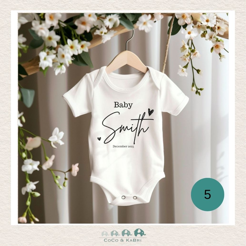 Customized Baby Announcement Diaper Shirt - White (Made to Order), CoCo & KaBri Children's Boutique