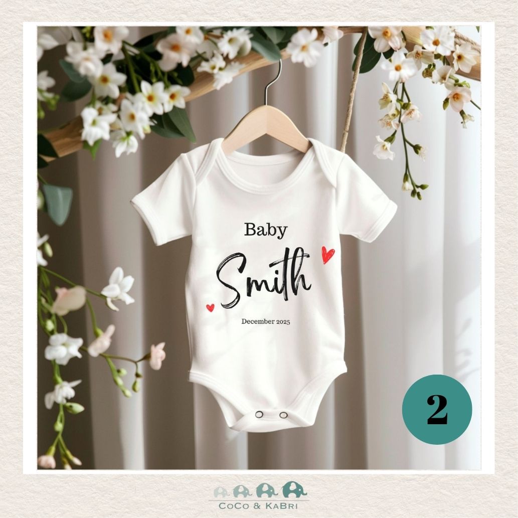 Customized Baby Announcement Diaper Shirt - White (Made to Order), CoCo & KaBri Children's Boutique