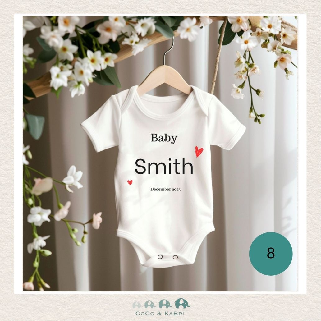 Customized Baby Announcement Diaper Shirt - White (Made to Order), CoCo & KaBri Children's Boutique