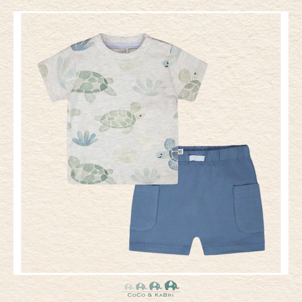 🇨🇦 Deux Par Deux: Baby Boy Two Piece Tshirt & Shorts (Turtle), Front View of outfit, CoCo & KaBri Children's Boutique, , Brooks Alberta Canada