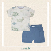 🇨🇦 Deux Par Deux: Baby Boy Two Piece Tshirt & Shorts (Turtle), Front View of outfit, CoCo & KaBri Children's Boutique, , Brooks Alberta Canada