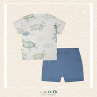 🇨🇦 Deux Par Deux: Baby Boy Two Piece Tshirt & Shorts (Turtle), Back view of outfit, CoCo & KaBri Children's Boutique, , Brooks Alberta Canada