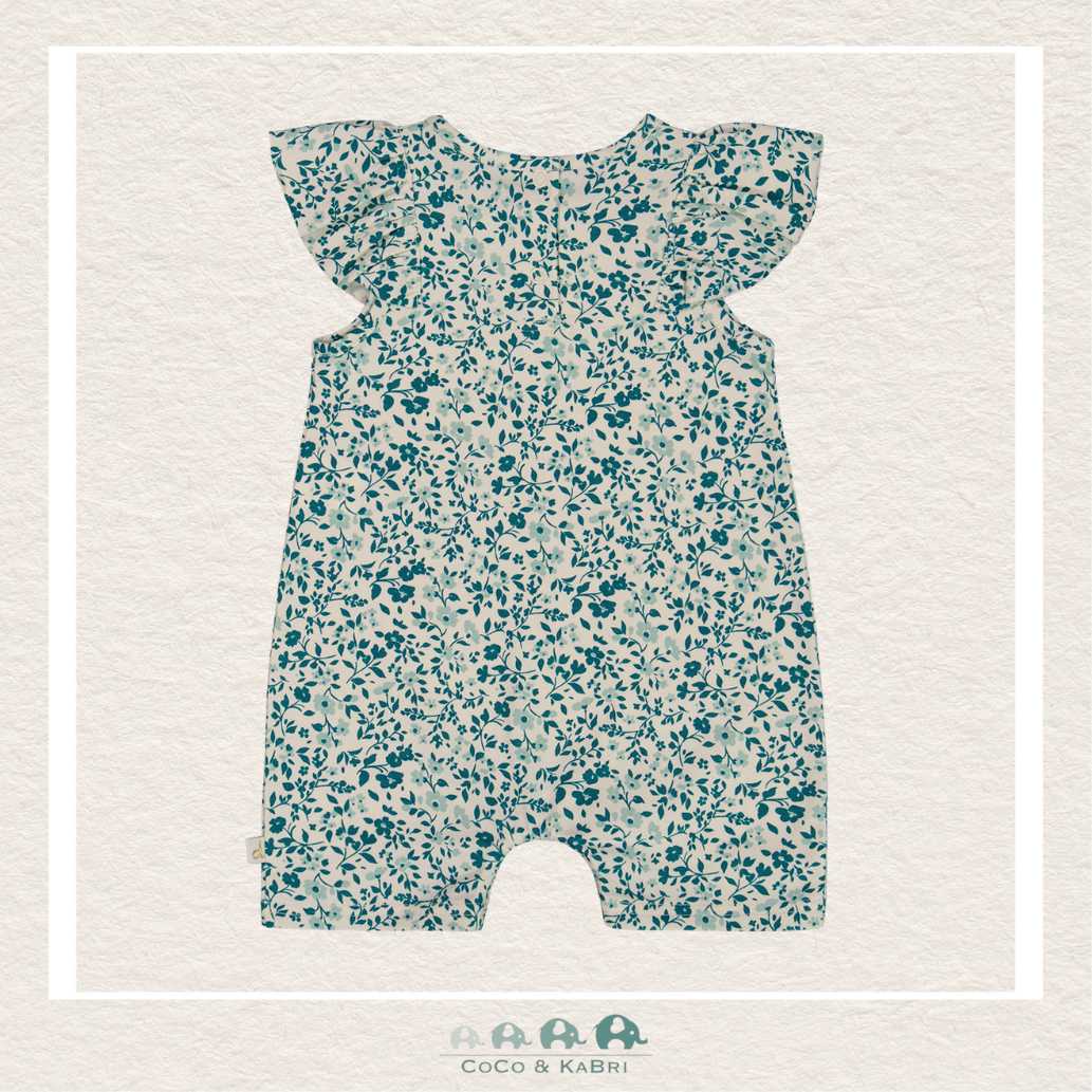 🇨🇦 Deux Par Deux Baby Girl Printed Ditsy Blue Romper, CoCo & KaBri Children's Boutique