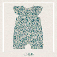 🇨🇦 Deux Par Deux Baby Girl Printed Ditsy Blue Romper, CoCo & KaBri Children's Boutique
