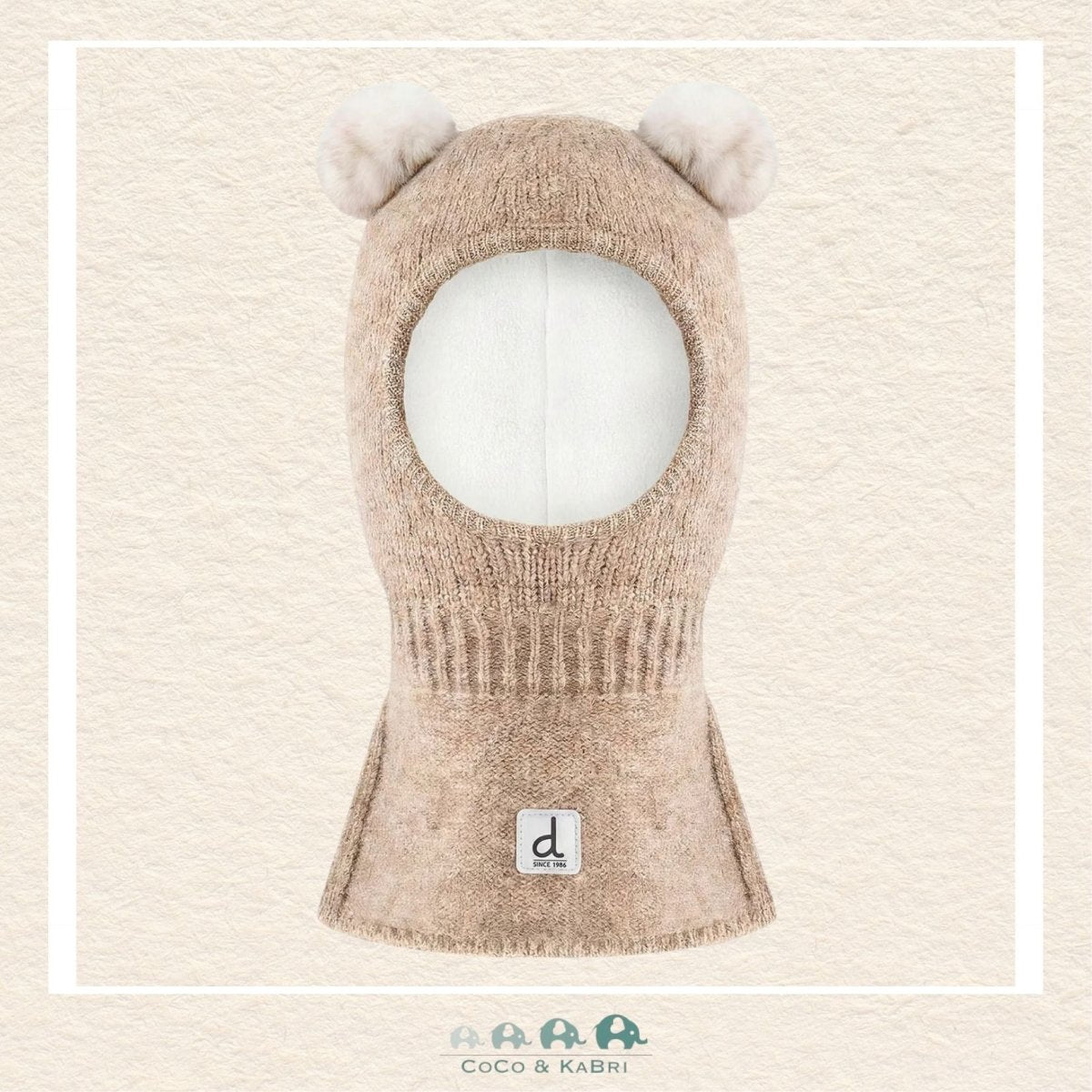 Deux Par Deux: Baby Knit Bear Balaclava Light Taupe 6/24m, CoCo & KaBri Children's Boutique, Brooks Alberta Canada