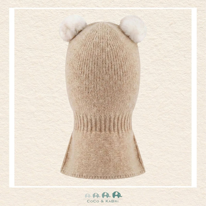 Deux Par Deux: Baby Knit Bear Balaclava Light Taupe 6/24m, CoCo & KaBri Children's Boutique, Brooks Alberta Canada