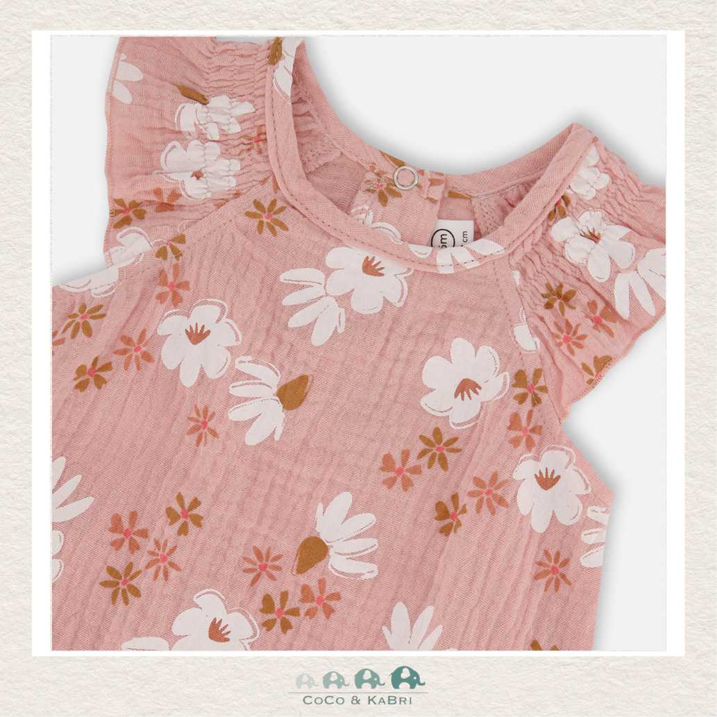 🇨🇦 Deux Par Deux Baby Muslin Romper - Pink and White Flowers, CoCo & KaBri Children's Boutique