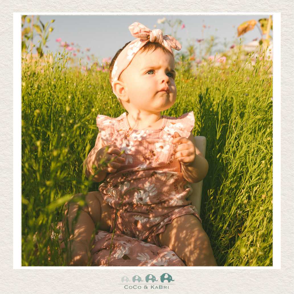 🇨🇦 Deux Par Deux Baby Muslin Romper - Pink and White Flowers, CoCo & KaBri Children's Boutique