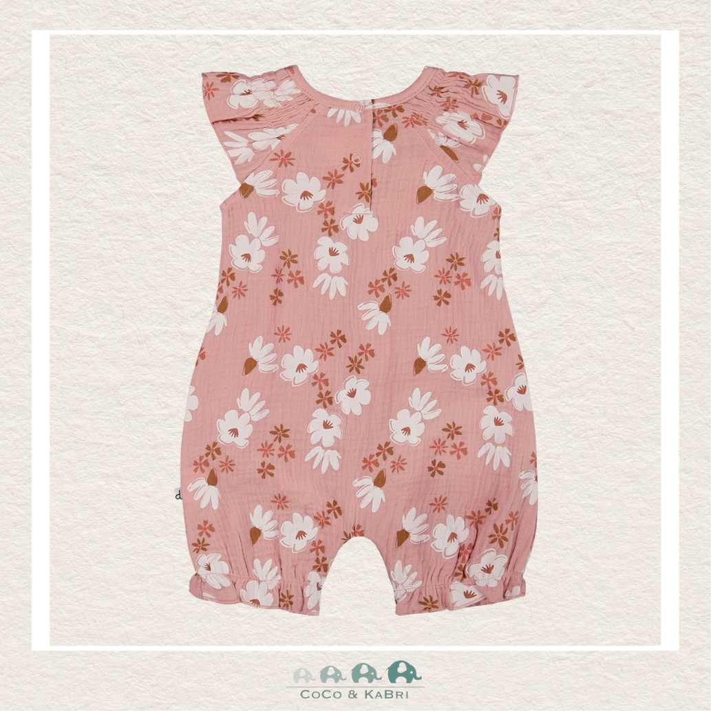 🇨🇦 Deux Par Deux Baby Muslin Romper - Pink and White Flowers, CoCo & KaBri Children's Boutique