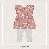 🇨🇦 Deux Par Deux Baby Muslin Tunic & Rib Leggings Set - Pink & White Flowers, CoCo & KaBri Children's Boutique