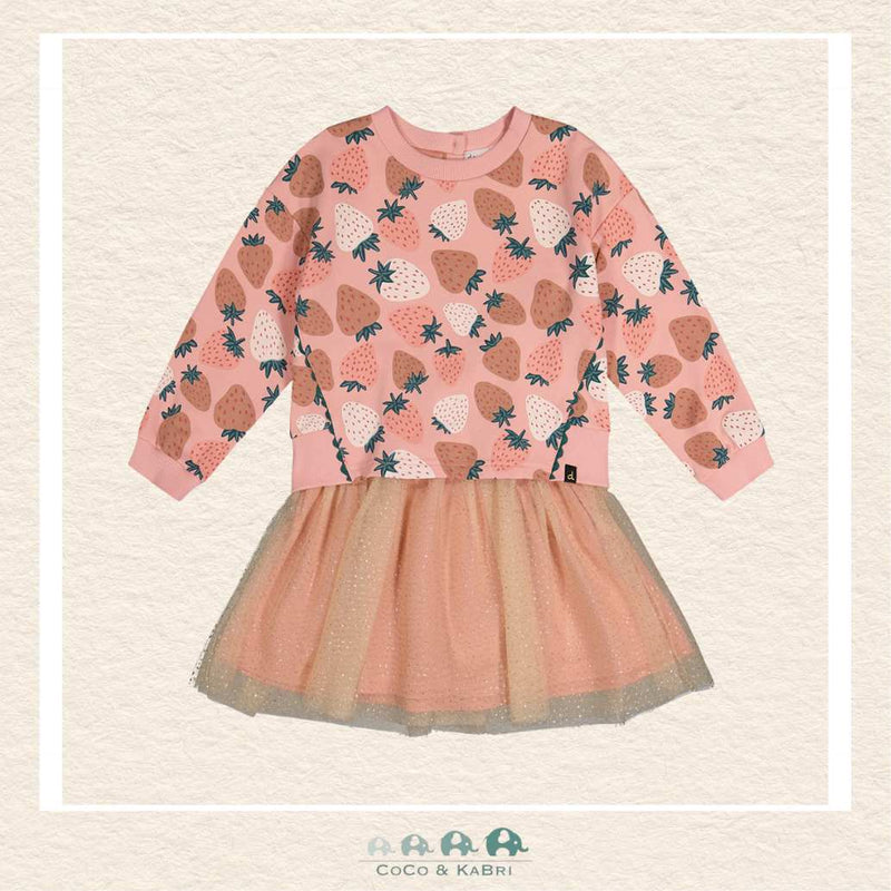 Deux Par Deux Bi-Material Dress (Strawberry), CoCo & KaBri Children's Boutique, Brooks Alberta Canada