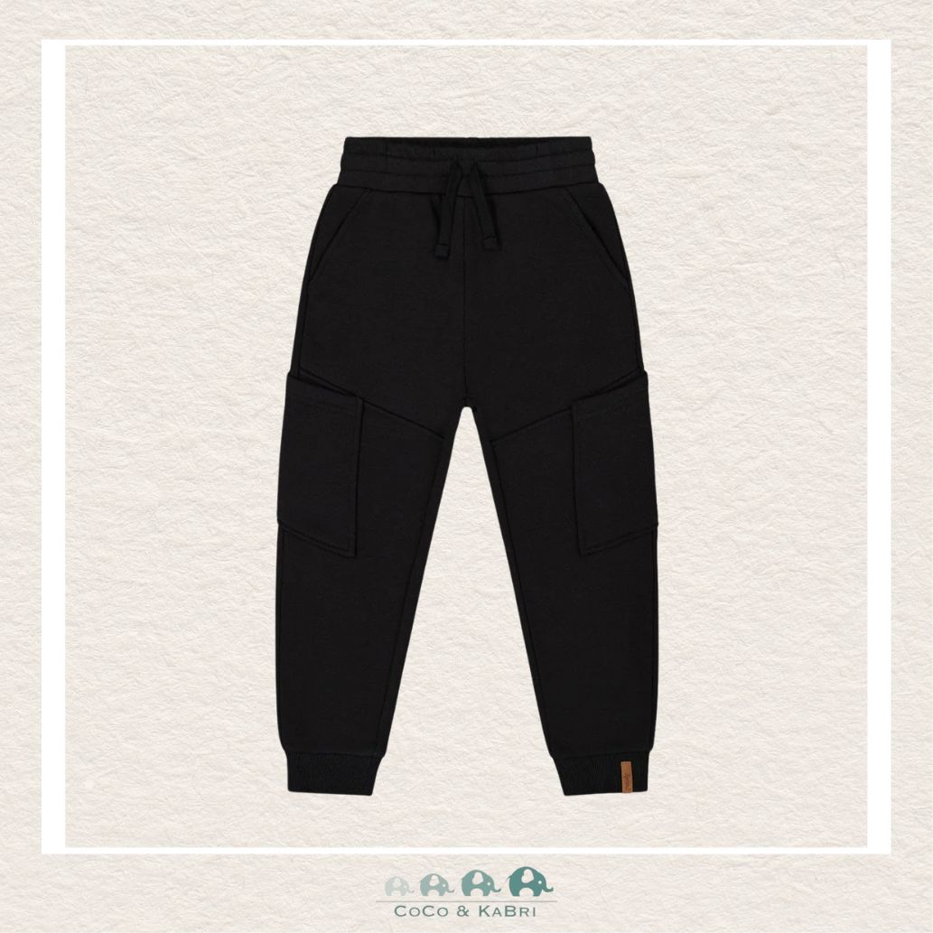 🇨🇦 Deux Par Deux: Boys Black French Terry Sweat Pants, CoCo & KaBri Children's Boutique