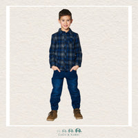 🇨🇦 Deux Par Deux: Boys Plaid Shirt - Grey/Navy, CoCo & KaBri Children's Boutique