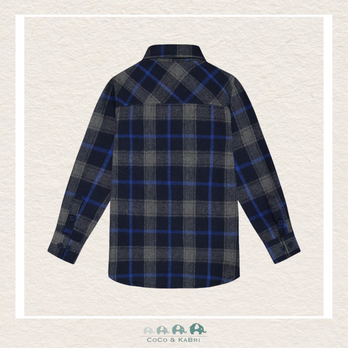 🇨🇦 Deux Par Deux: Boys Plaid Shirt - Grey/Navy, CoCo & KaBri Children's Boutique
