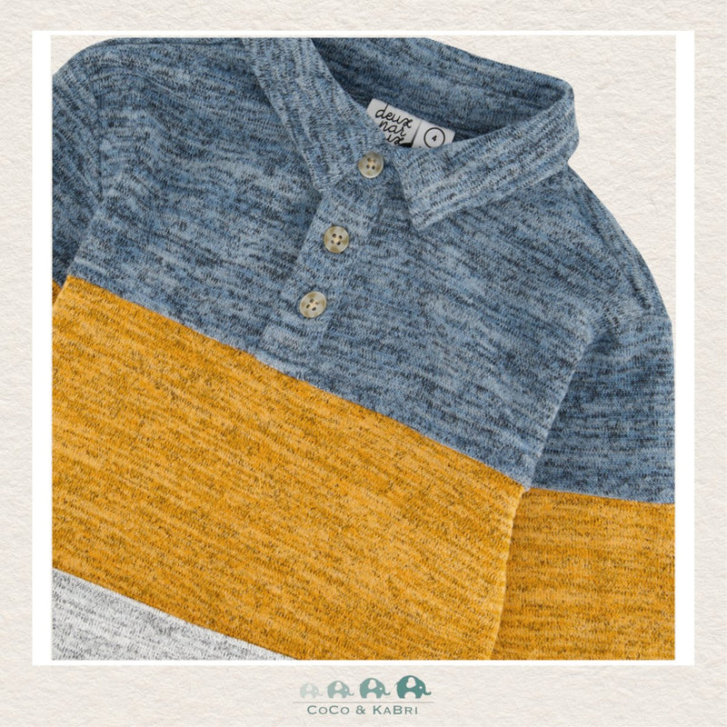 🇨🇦 Deux Par Deux: Brushed Jersey Color Block Polo Shirt, CoCo & KaBri Children's Boutique