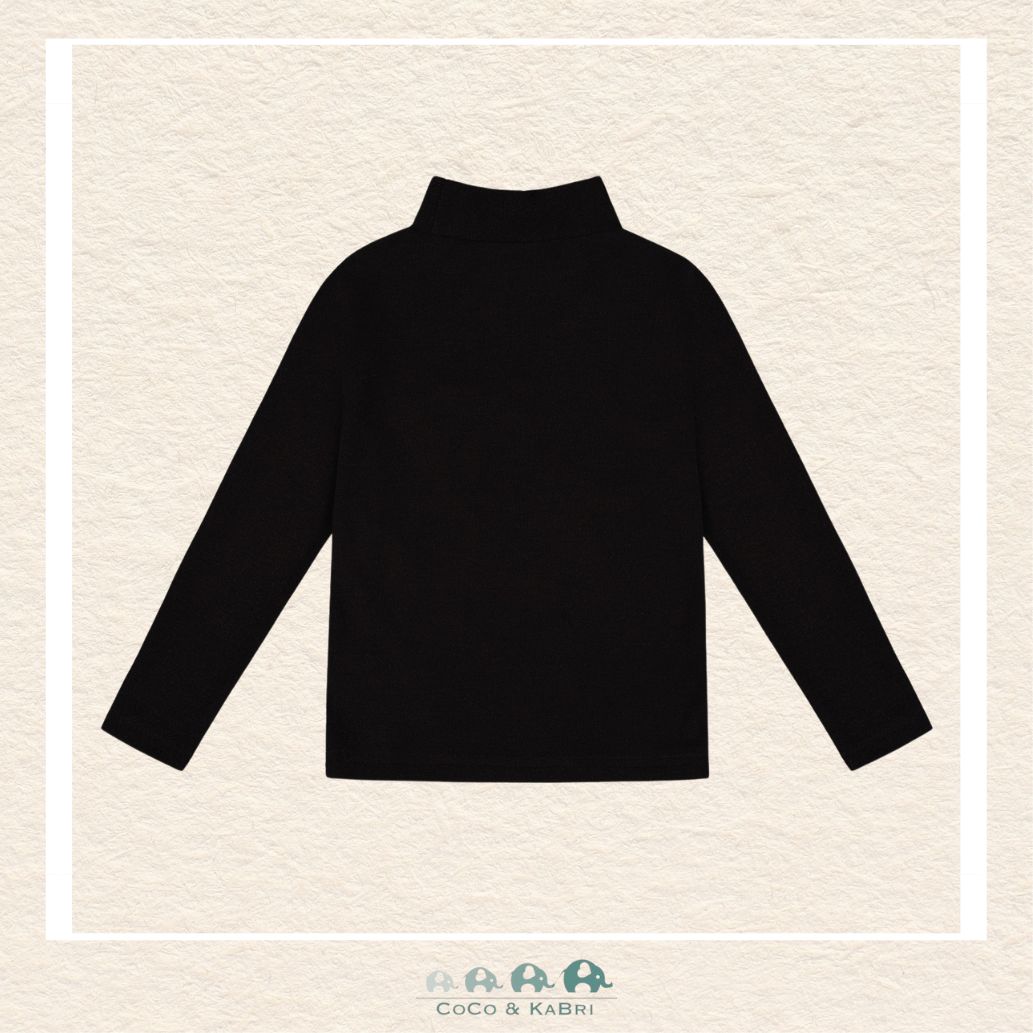 🇨🇦 Deux Par Deux Brushed Rib Mock Neck Top - Black, CoCo & KaBri Children's Boutique