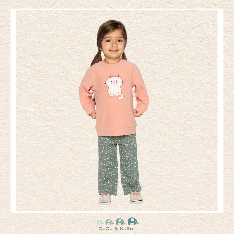 Deux Par Deux - Cat Sweatshirt with Floral Leggings, CoCo & KaBri Children's Boutique, Brooks Alberta Canada